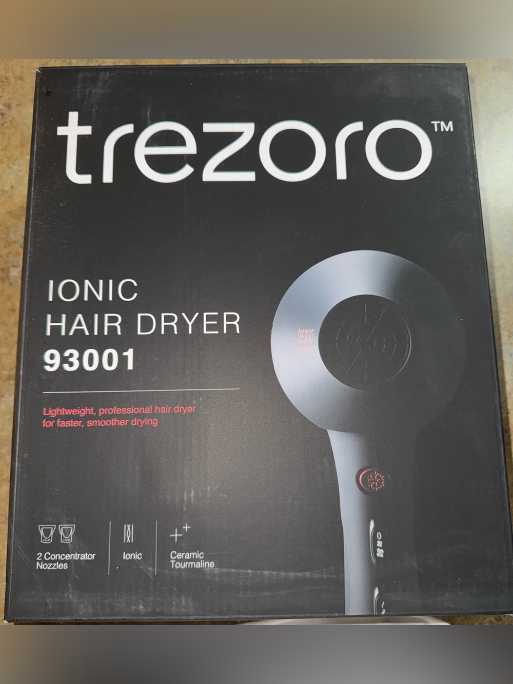 Trezoro Black Ionic Hair Dryer 93001 - Lightweight Professional Styling